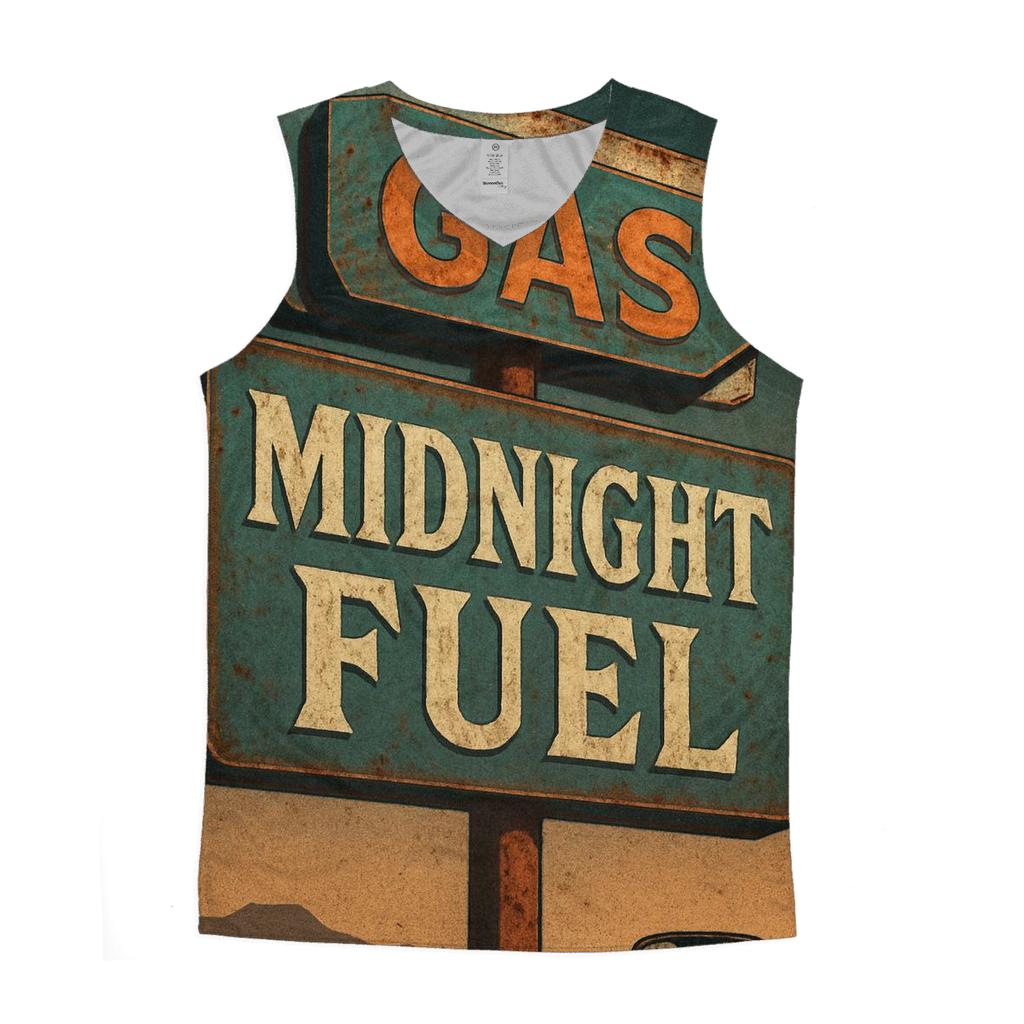 Weathered 1970s Gas Station Moonrise Sign custom tank tops