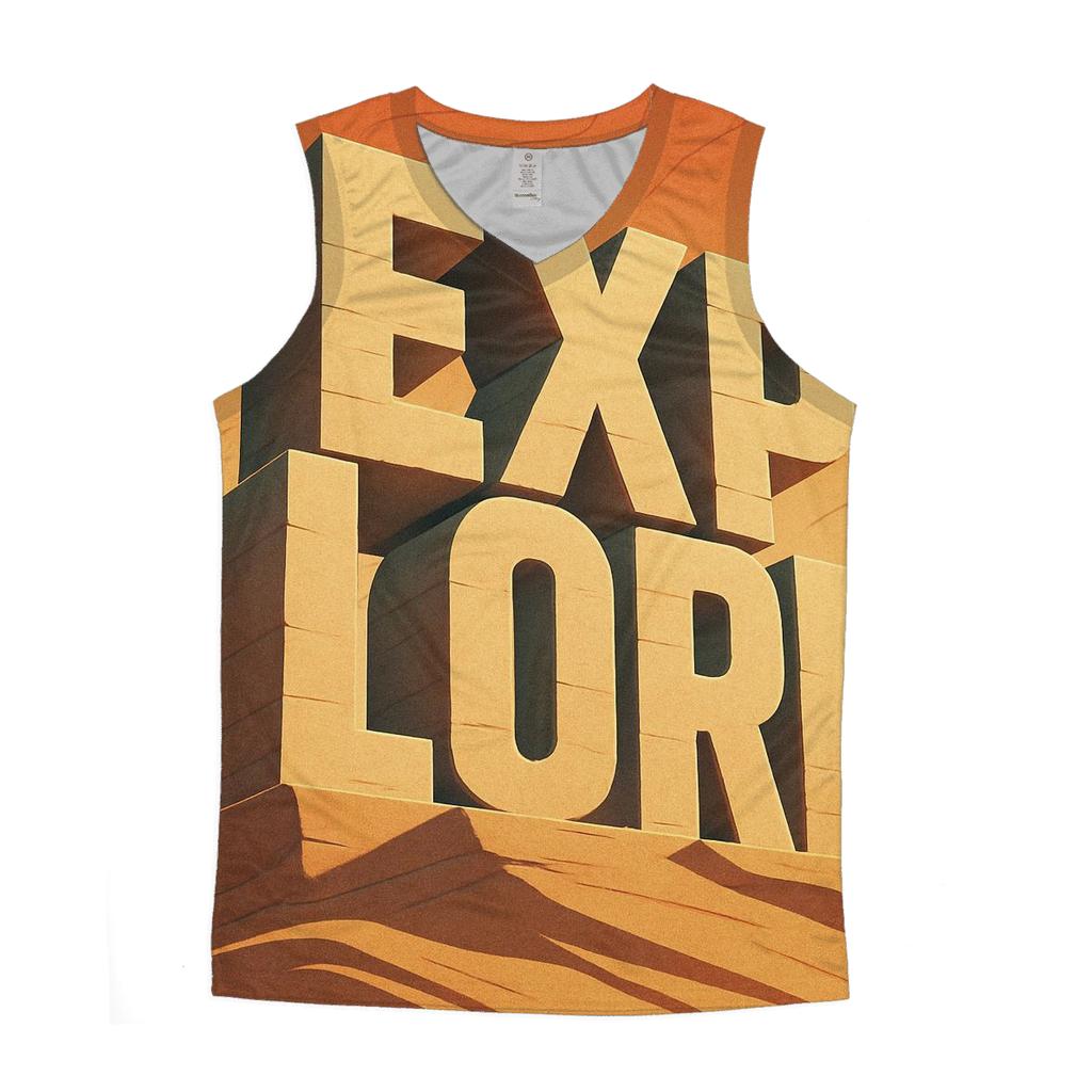 Desert Mirage Typography Atlas sports performance tank tops