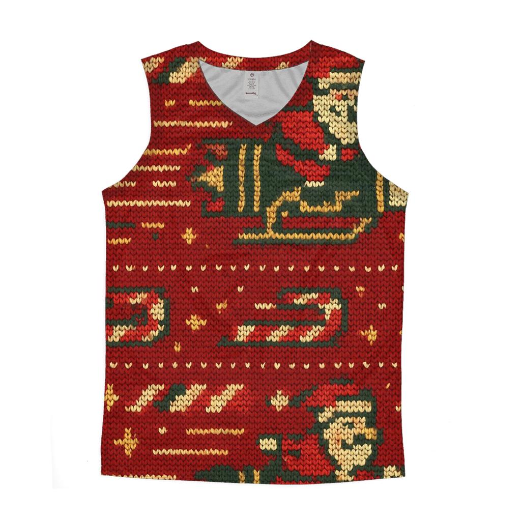 Santa Rocket Sleigh Stripework Design cotton sleeveless tops