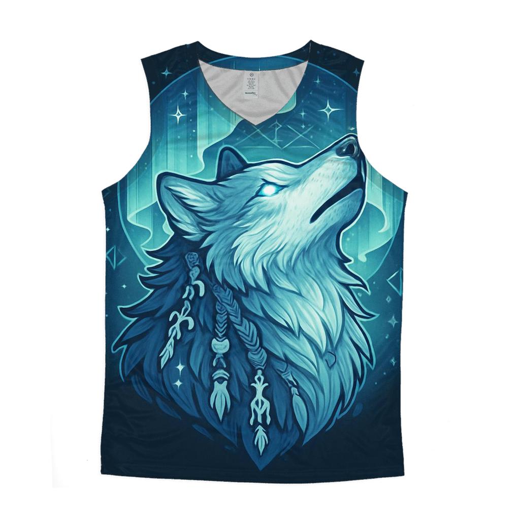 Aurora Bone Shaman Wolf cotton sleeveless tops