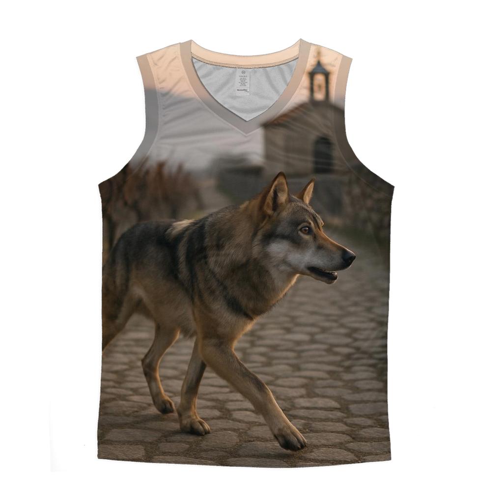 Iberian Wolf Threading A Dawn Vineyard Terraced Valley cotton sleeveless tops