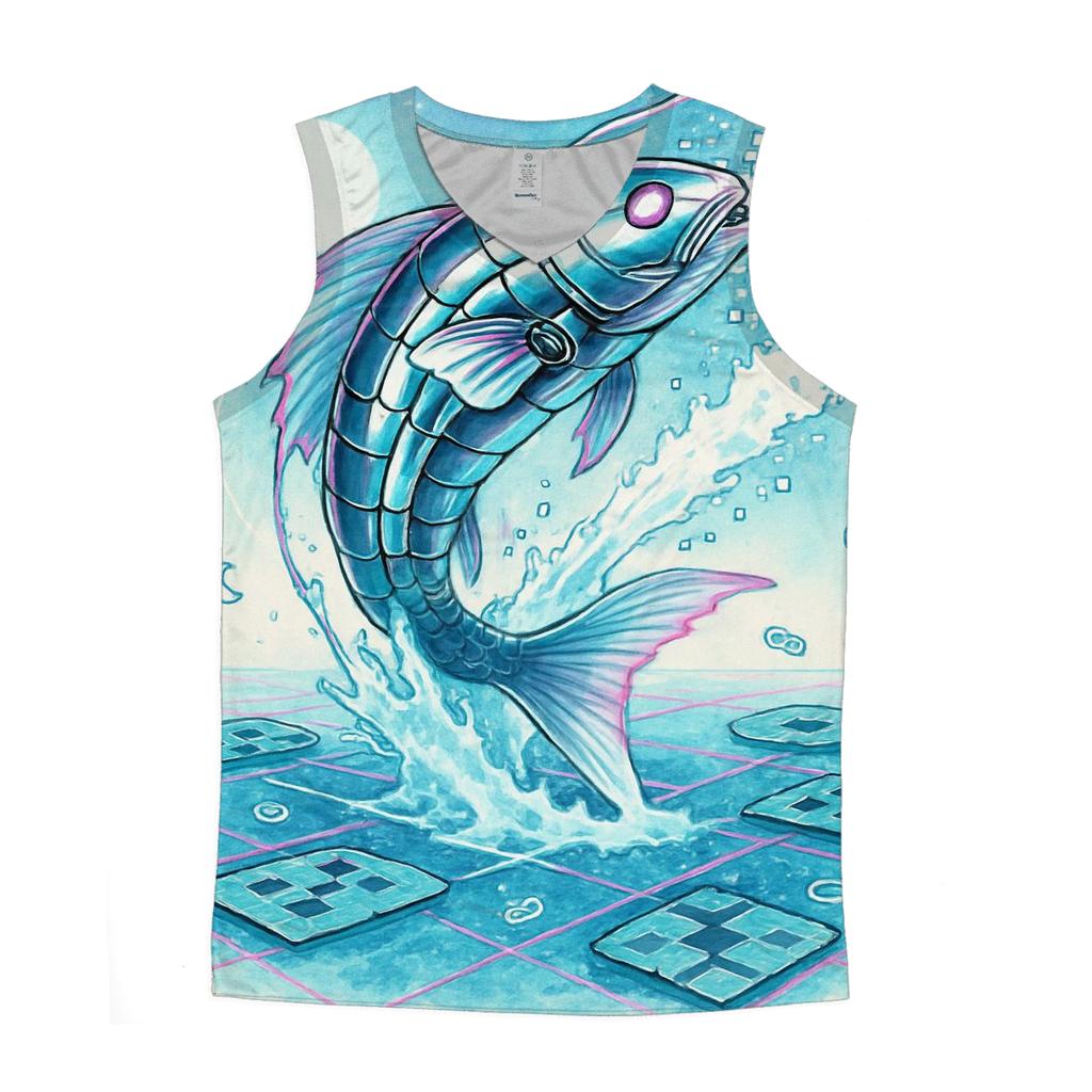 Clockwork Koi In A Pixel Pond casual summer tank tops