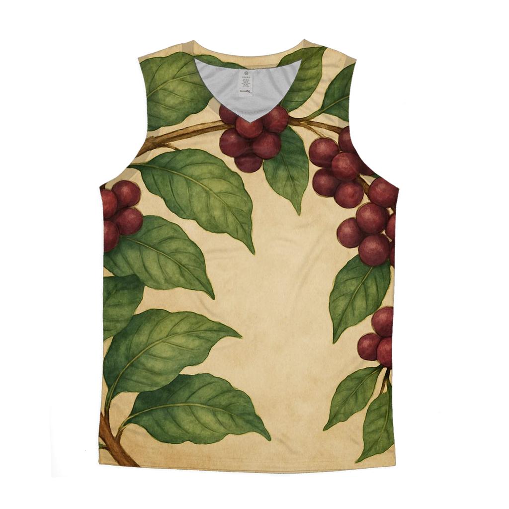Coffee Cherry Canopy graphic print tank tops