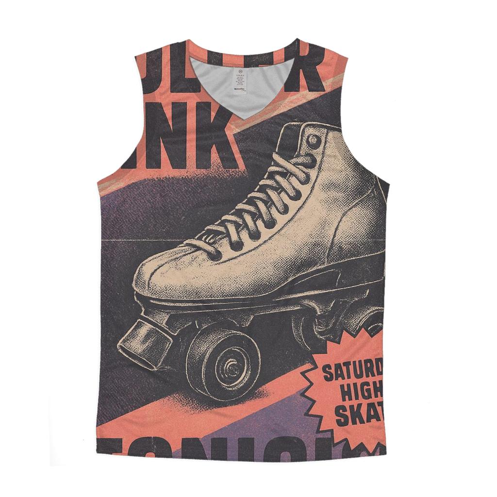Retro 1990s Roller Rink Night Flyer With Neon Fade graphic print tank tops