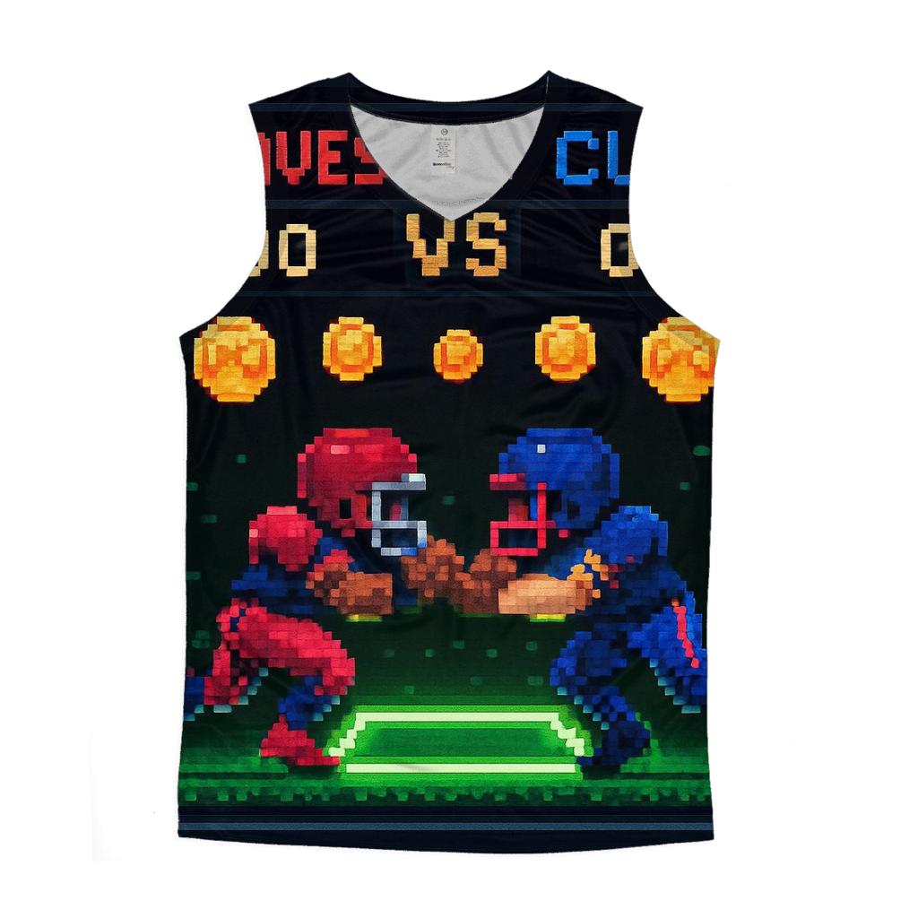 Retro Arcade Helmet Showdown graphic print tank tops