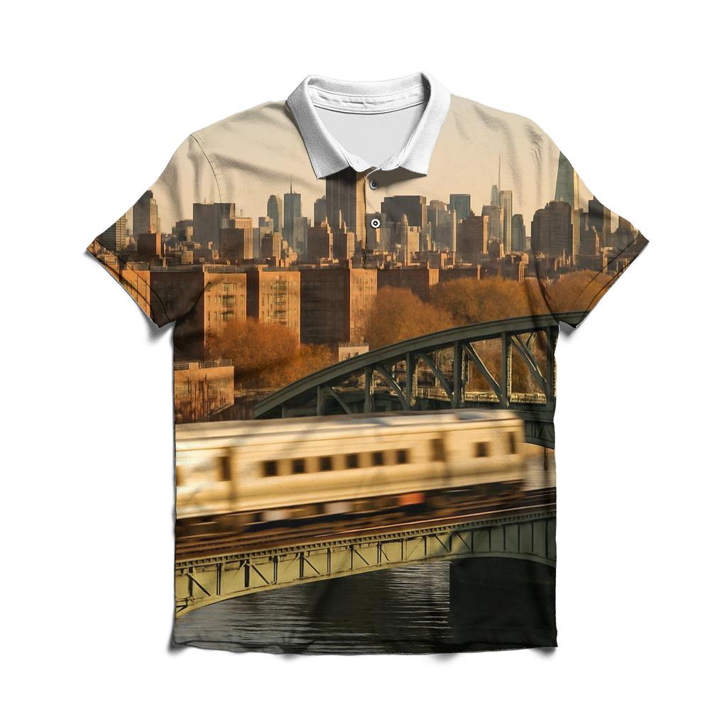 Harlem River Framing Midtown Towers casual sports polo shirts