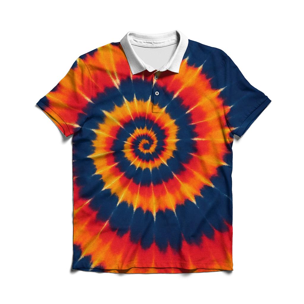 Solar Flare Spiral Overdye Whorl casual sports polo shirts