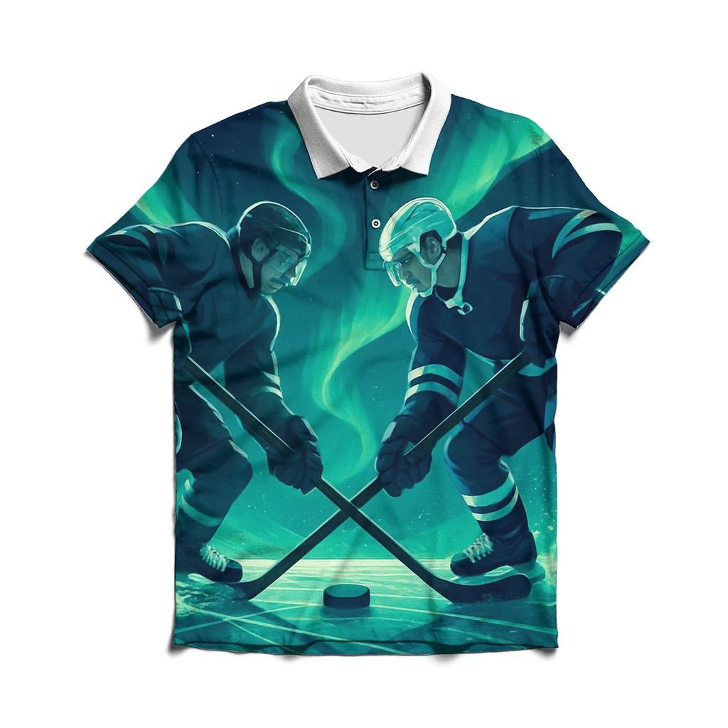 Aurora Ice Hockey Faceoff embroidered polo tops