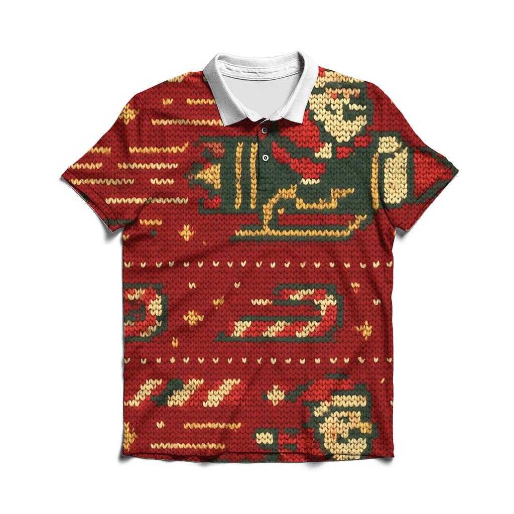 Santa Rocket Sleigh Stripework Design classic pique polos