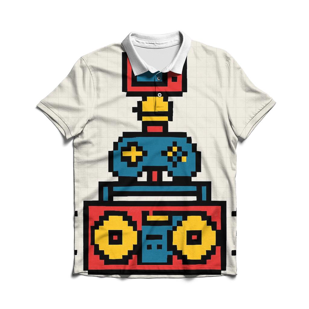 Pixel Arcade Boombox Totem stylish collar polo tees
