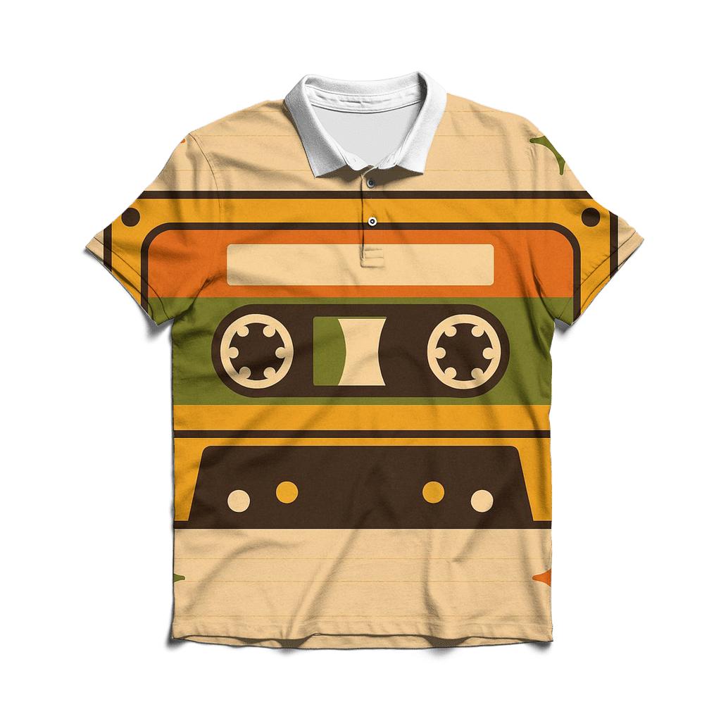 Cassette Tape Color Block Rhythm embroidered polo tops