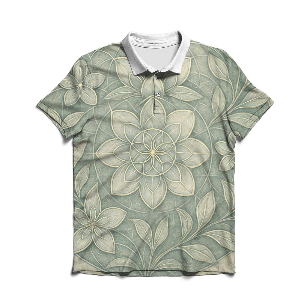 Starlit Geometry Garden embroidered polo tops