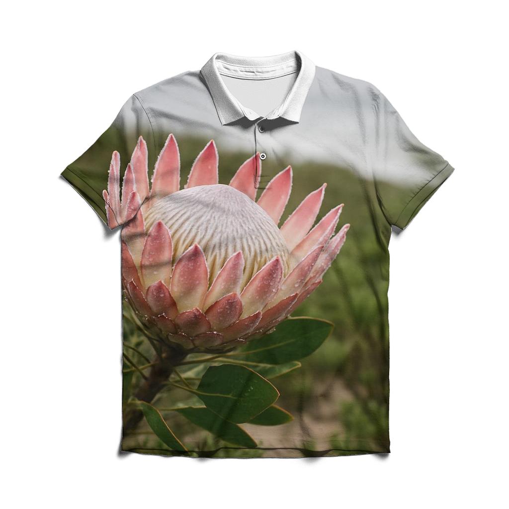 Protea Heads In Coastal Fynbos After Rain stylish collar polo tees