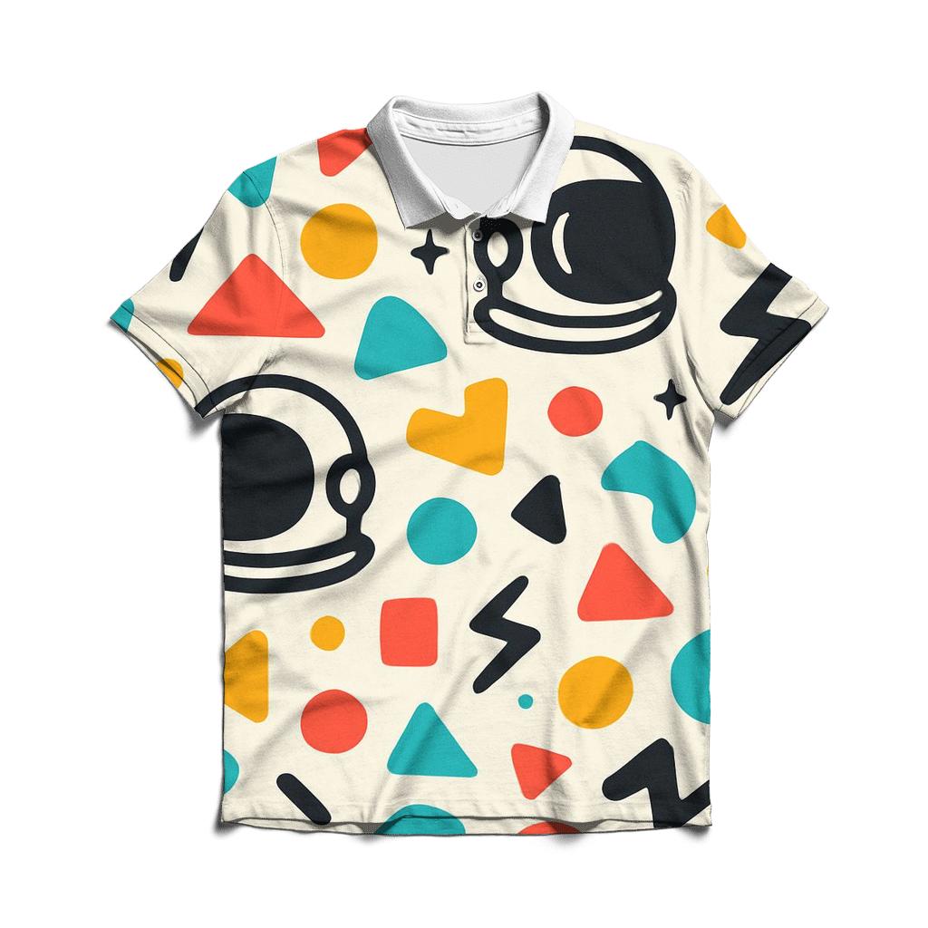 Memphis Spacewalk Confetti embroidered polo tops