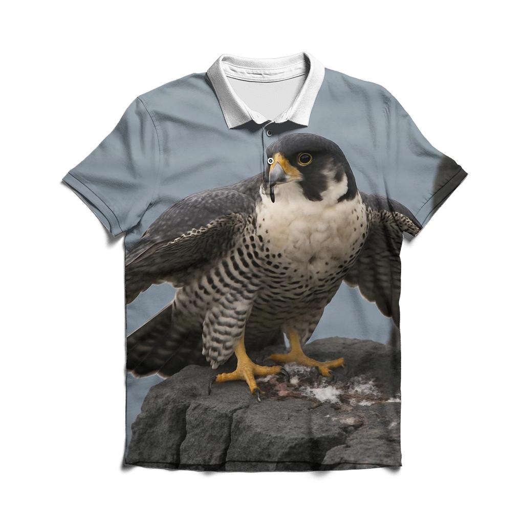 Basalt Cliff Sentinel Peregrine Falcon casual sports polo shirts