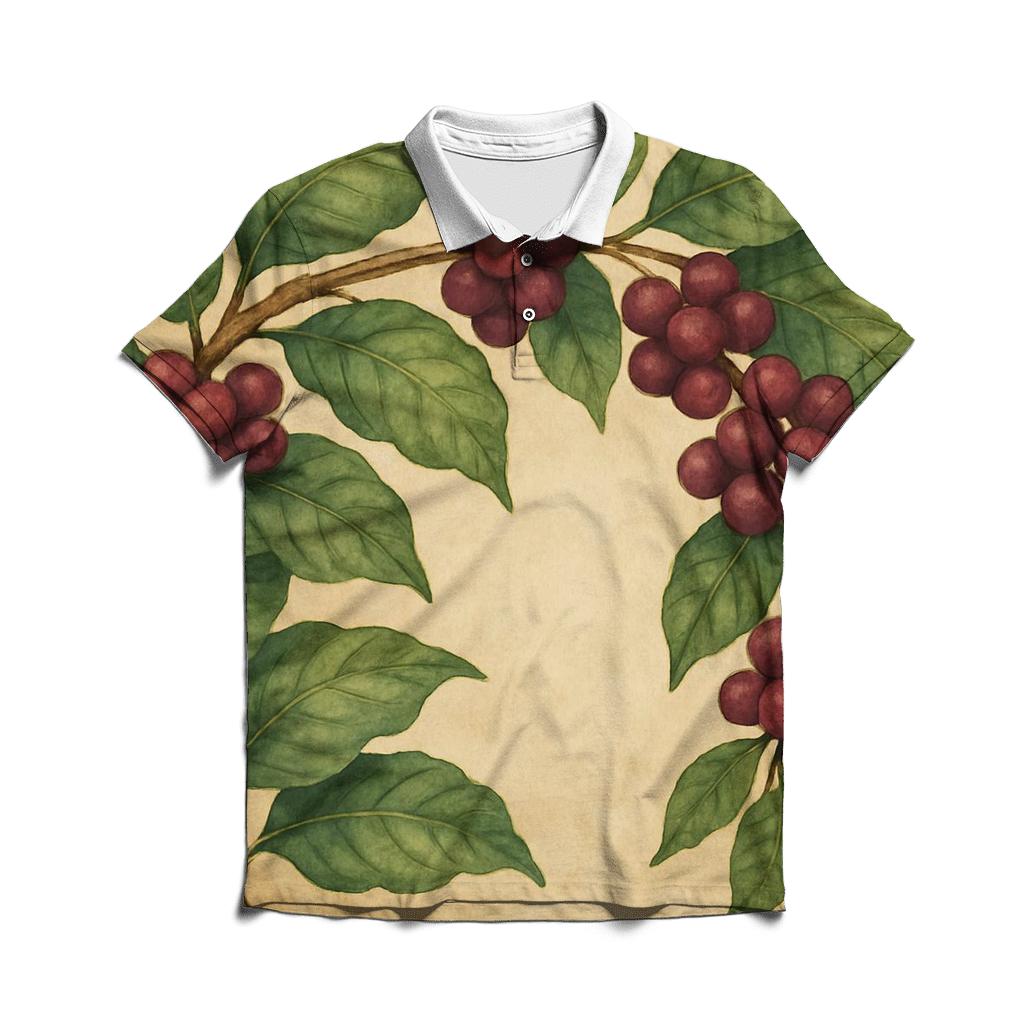 Coffee Cherry Canopy embroidered polo tops