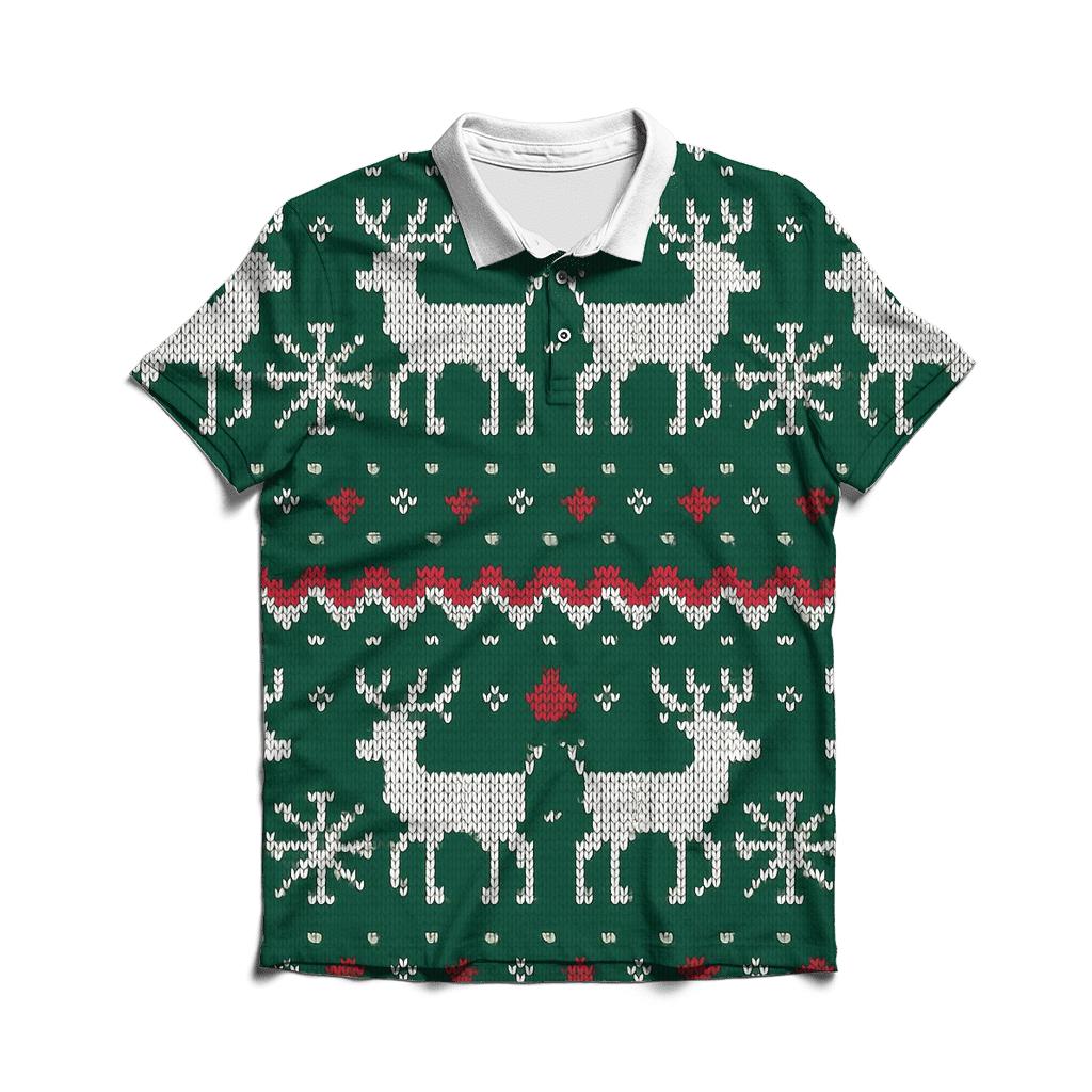 Reindeer Constellation Fair Isle Bands Design stylish collar polo tees