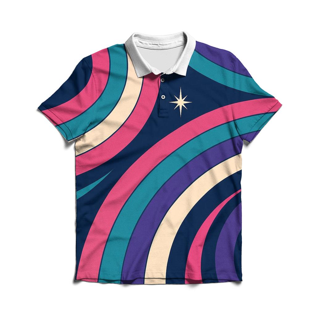 Roller Rink Neon Pathways embroidered polo tops