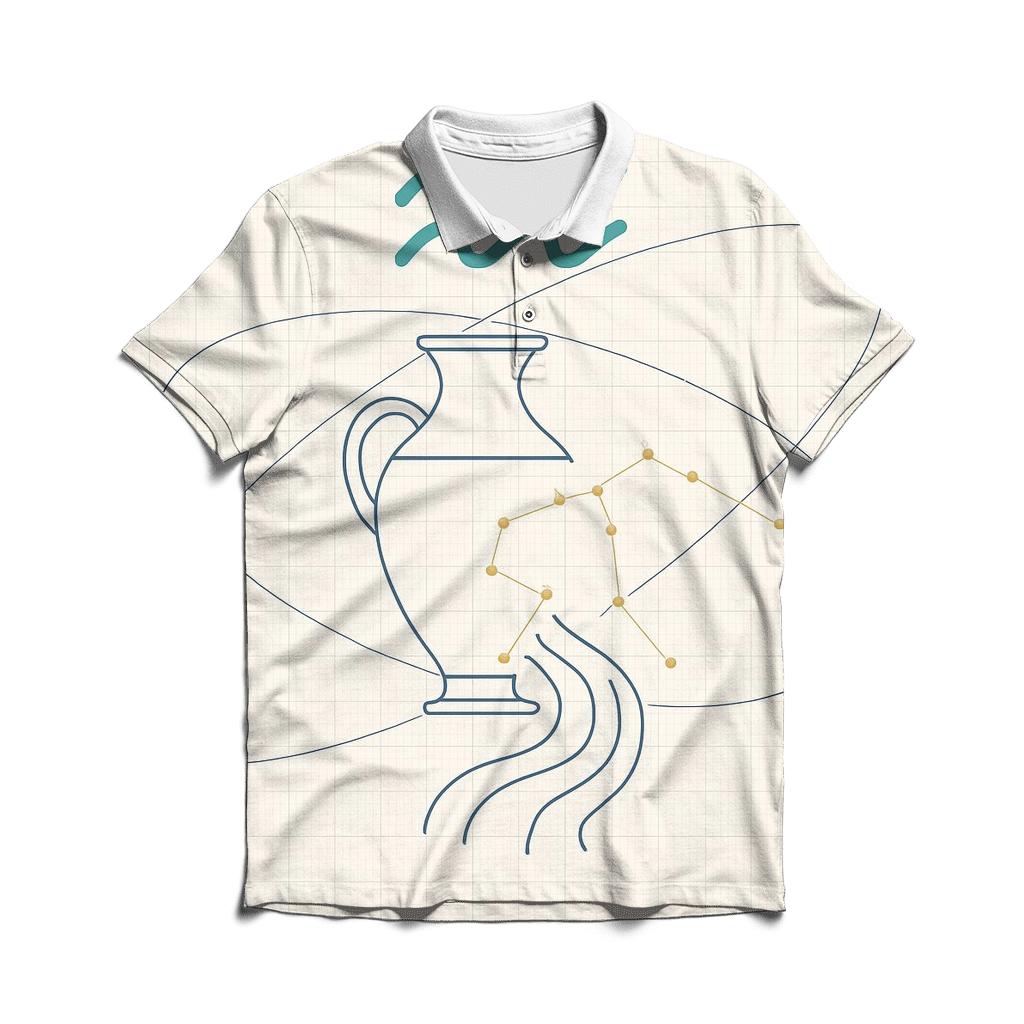 Aquarius Water Bearer Orbital Blueprint custom polo shirts
