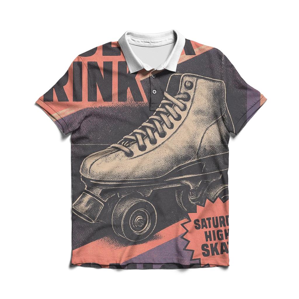 Retro 1990s Roller Rink Night Flyer With Neon Fade custom polo shirts