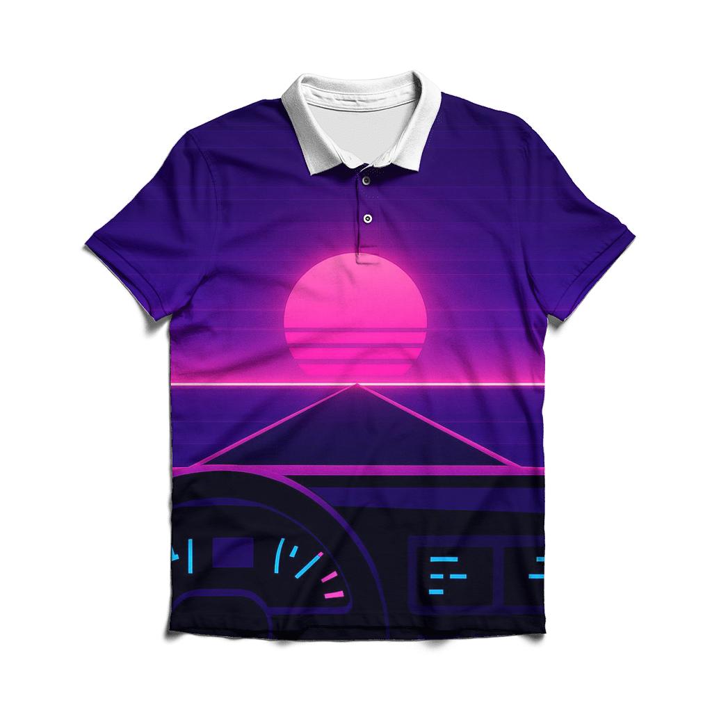 VHS Night Drive Dashboard custom polo shirts