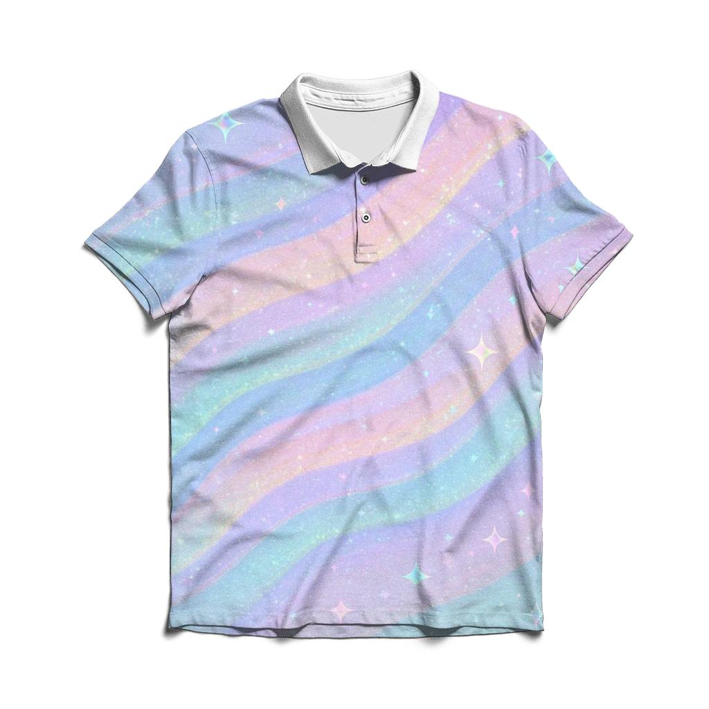 Pastel Aurora Sequin Tide premium cotton polo shirts