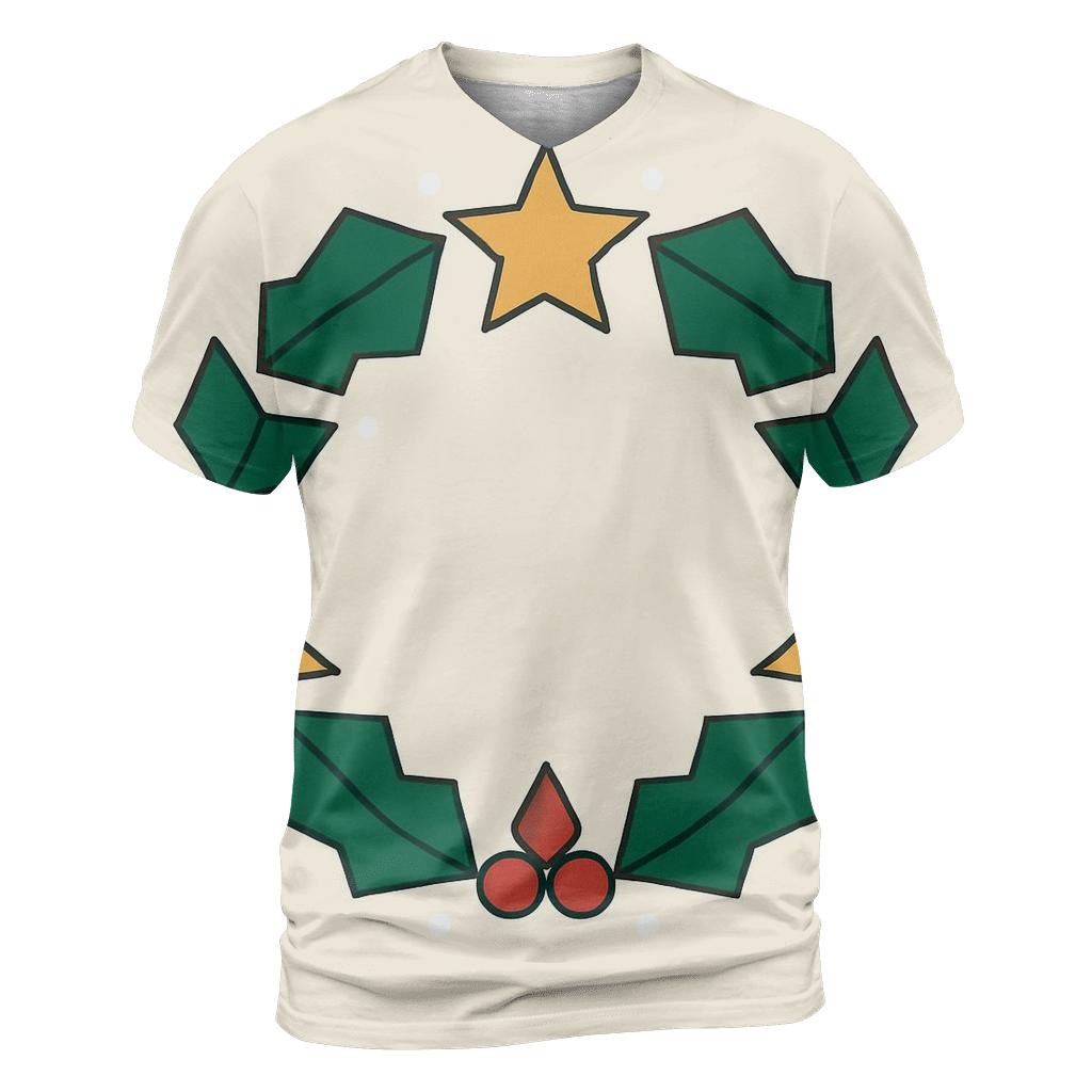 Celestial Holly Star Wreath artistic all-over print tops