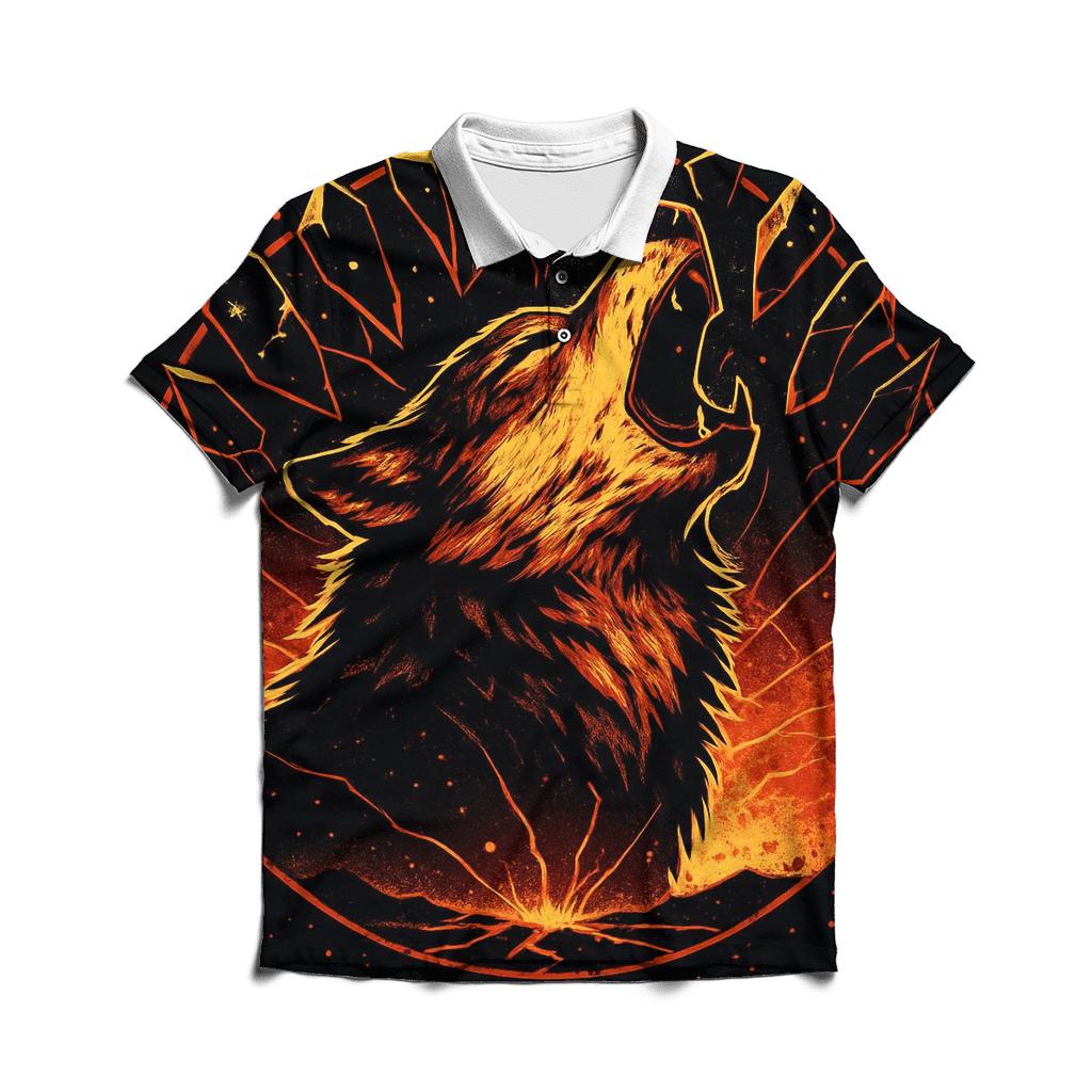 Volcanic Mirror Howl Wolf branded logo polo shirts