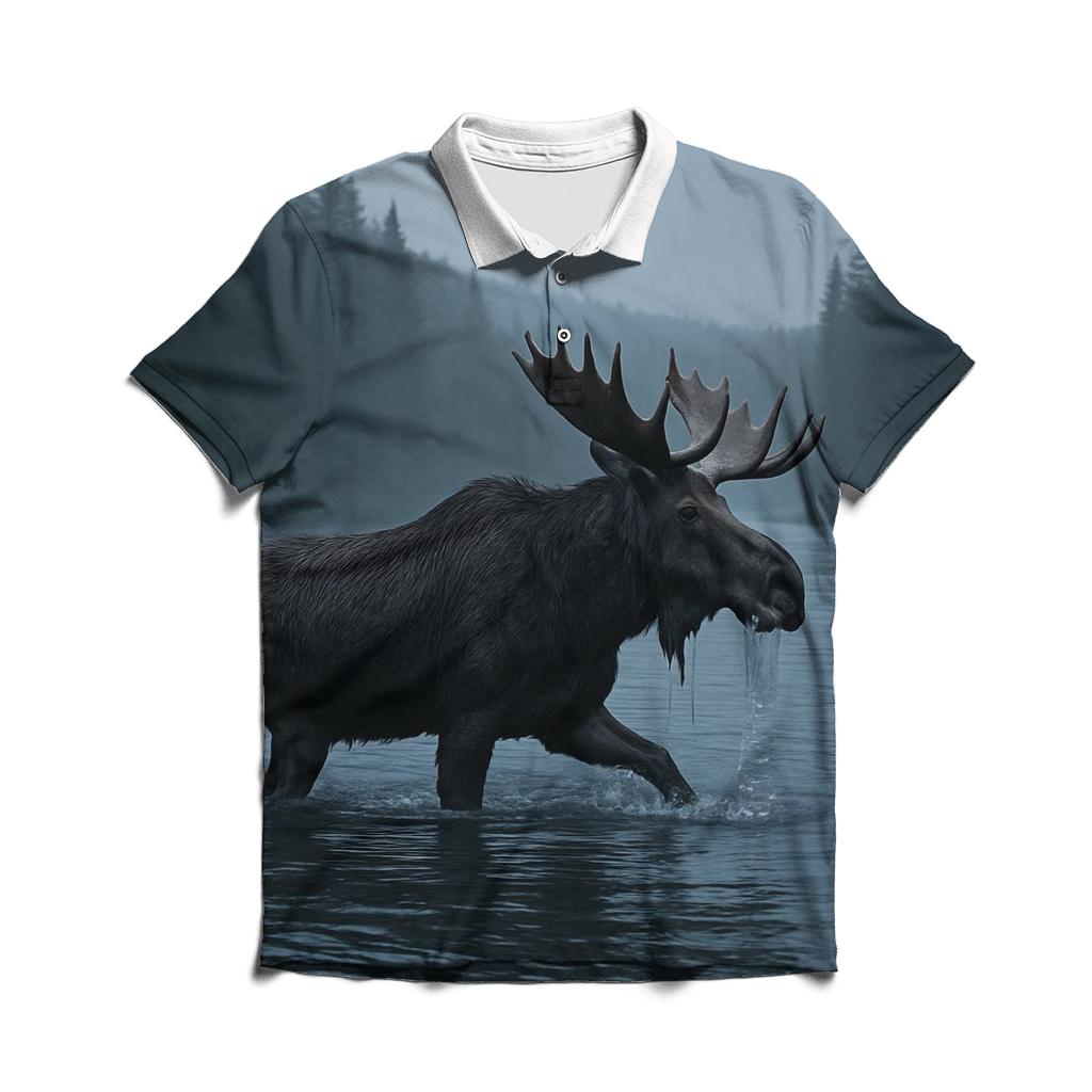 Mist Channel Crossing Moose branded logo polo shirts