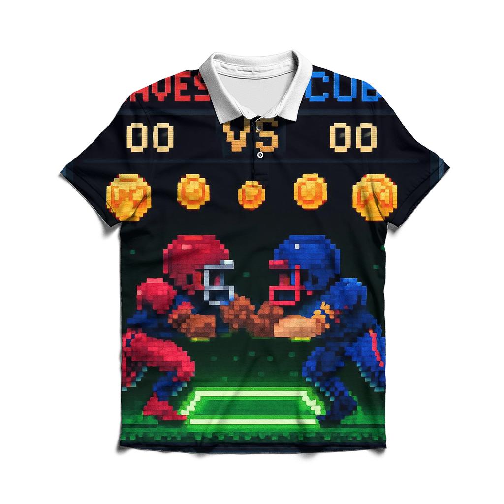 Retro Arcade Helmet Showdown casual sports polo shirts