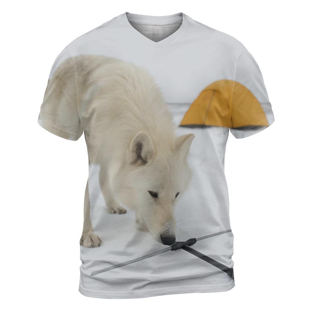 Arctic Wolf Research Collar Check At A Tundra Field Camp custom all-over print shirts