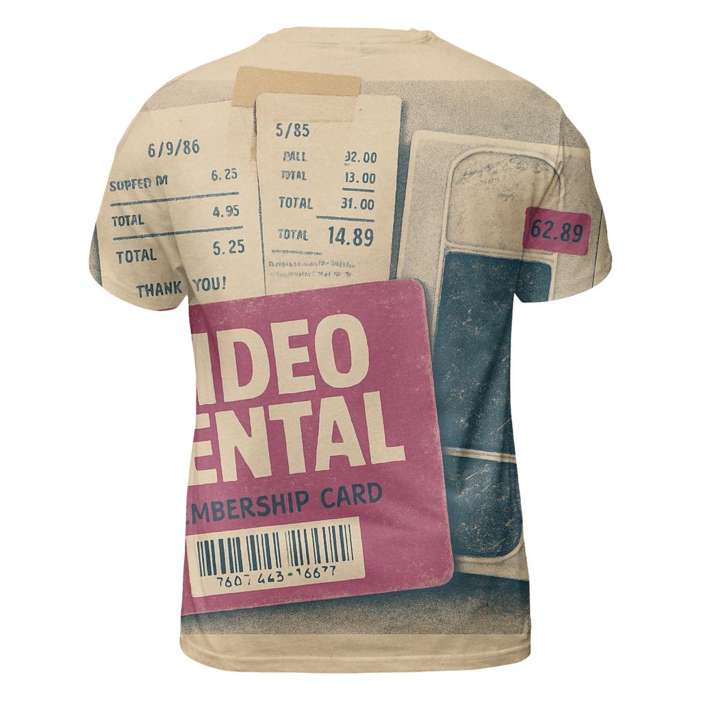Faded 1980s Video Rental Membership Card Collage trendy printed shirt styles