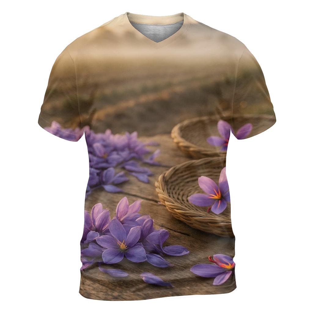 Saffron Crocus Harvest Trays In Autumn Field vibrant all-over design tees