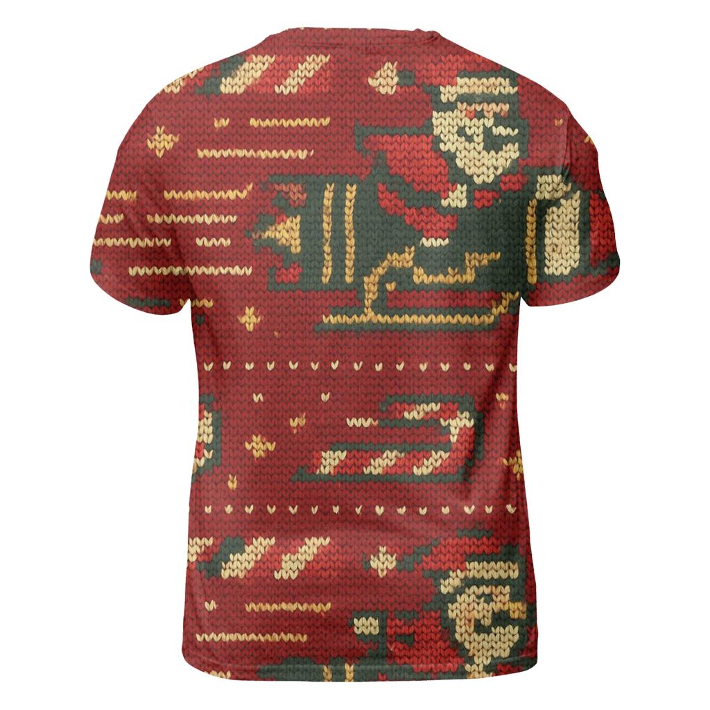 Santa Rocket Sleigh Stripework Design vibrant all-over design tees