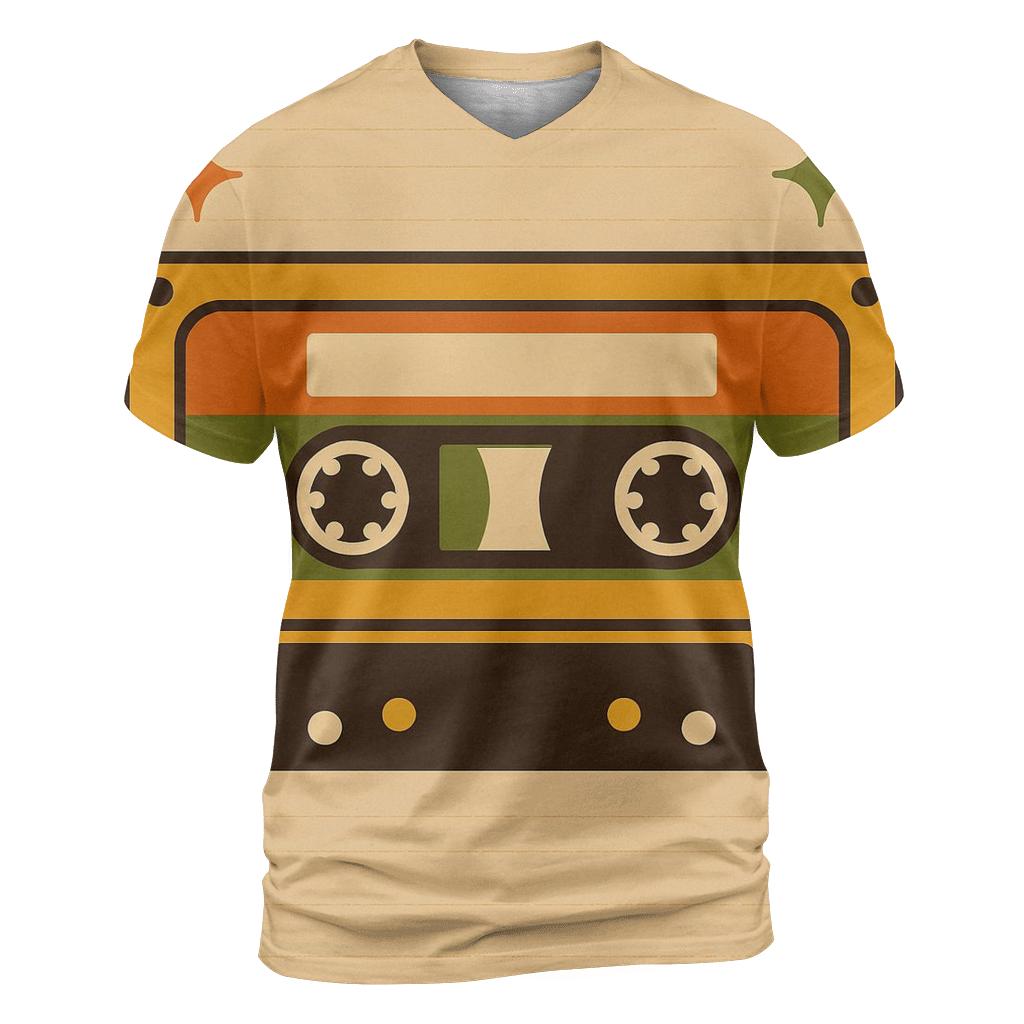 Cassette Tape Color Block Rhythm artistic all-over print tops