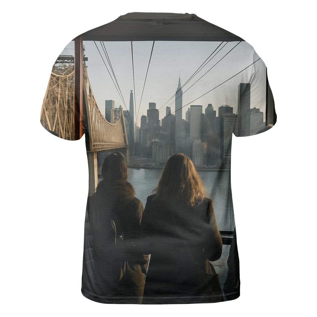 Roosevelt Island Tram Window Over The East River statement graphic shirts