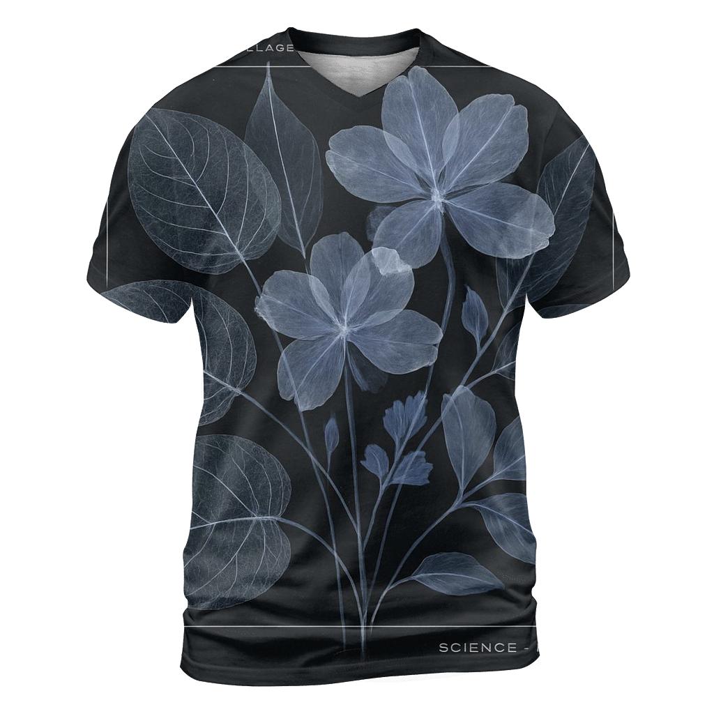 Moonlit Botanical X Ray Collage artistic all-over print tops