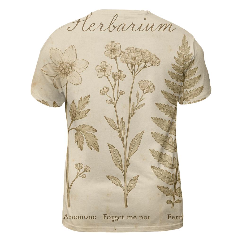 Sepia Botanical Herbarium Postcard With Distressed Stamp Border artistic all-over print tops