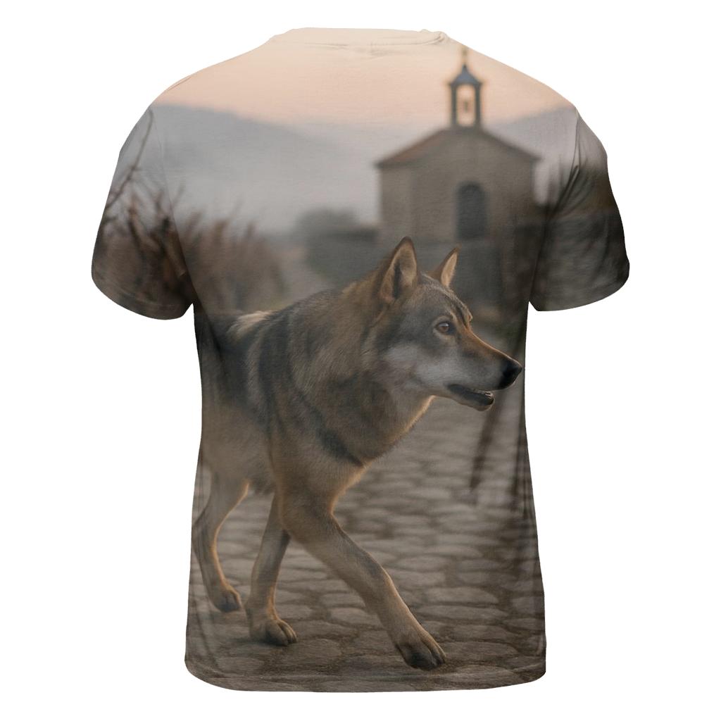 Iberian Wolf Threading A Dawn Vineyard Terraced Valley designer pattern shirts