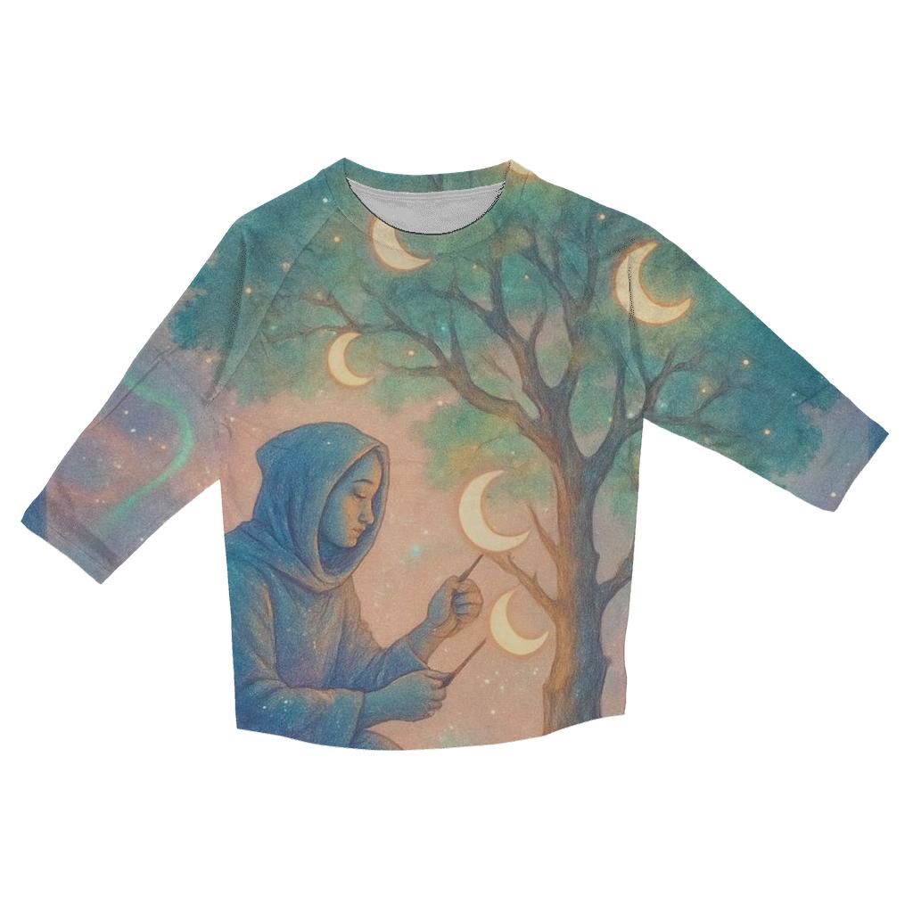 Moon Phase Orchard printed three quarter sleeve shirts