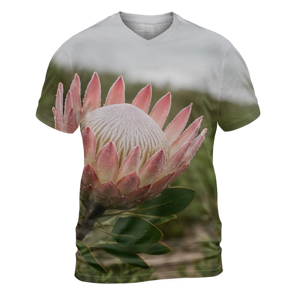 Protea Heads In Coastal Fynbos After Rain trendy printed shirt styles
