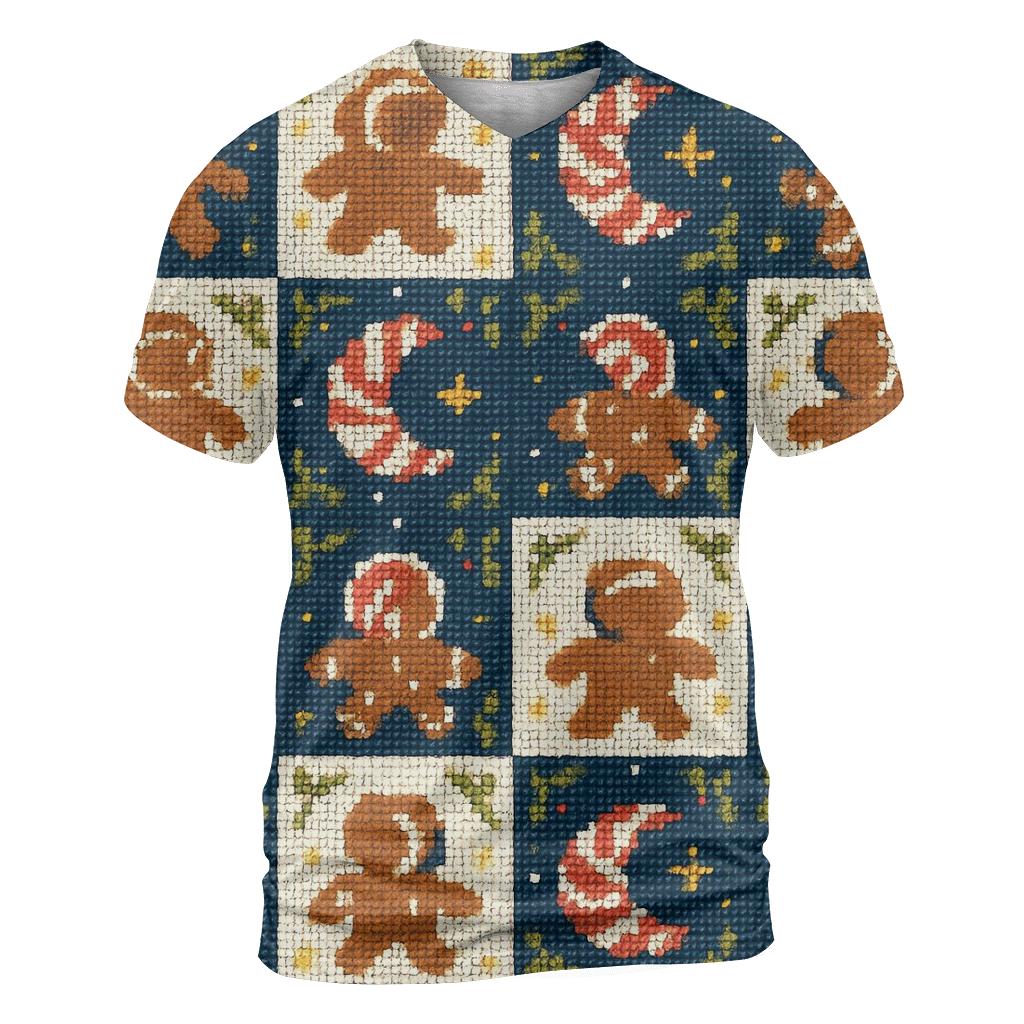 Gingerbread Astronaut Grid Parade Design statement graphic shirts