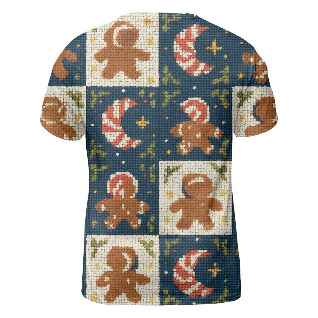 Gingerbread Astronaut Grid Parade Design statement graphic shirts