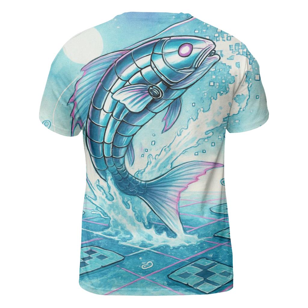 Clockwork Koi In A Pixel Pond creative print fashion shirts
