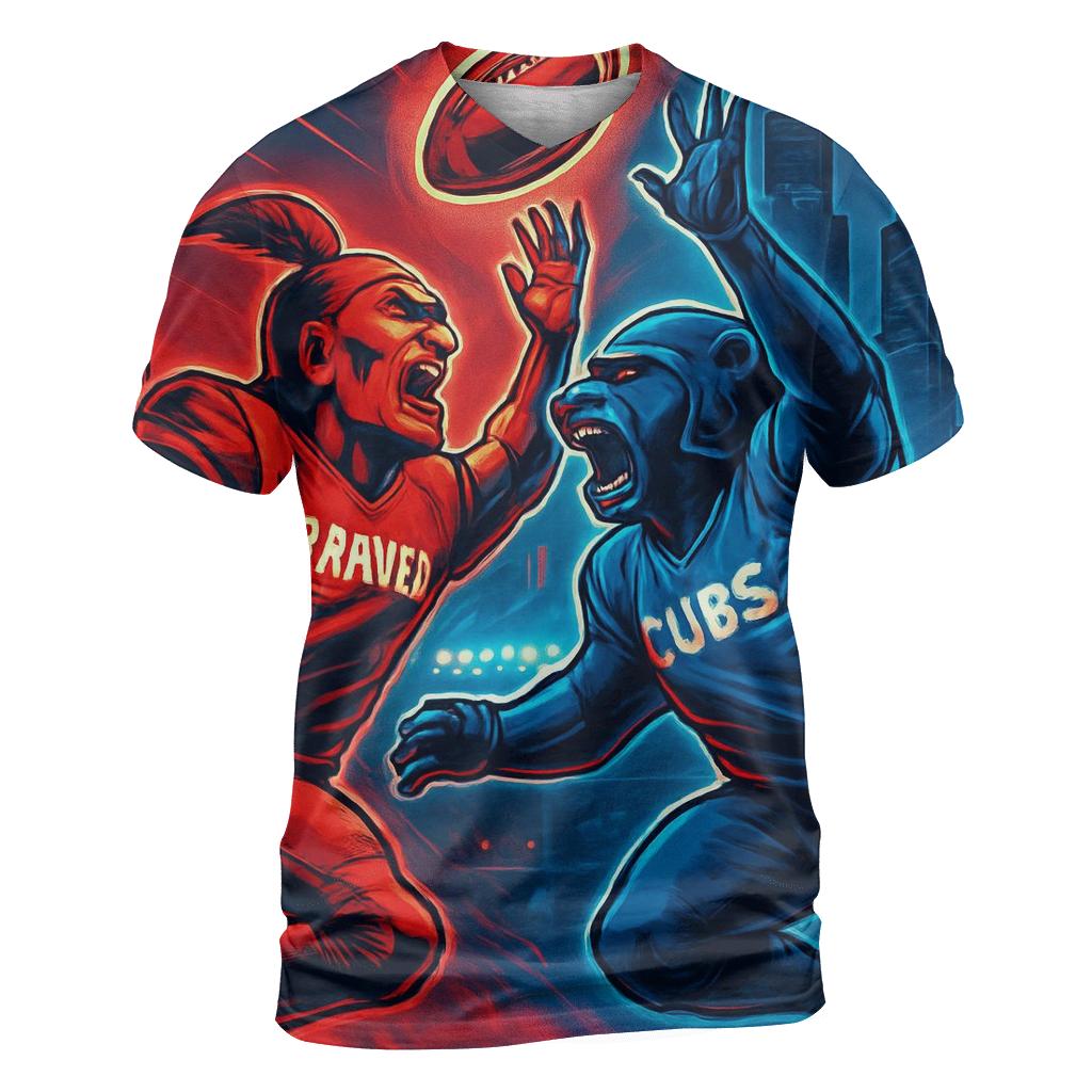 Neon Windy City Gridiron Clash vibrant all-over design tees