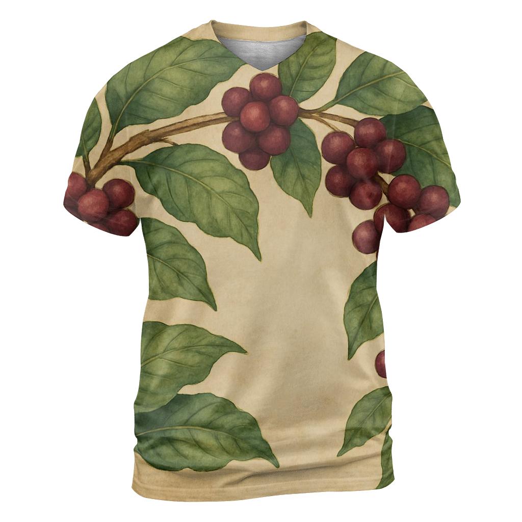 Coffee Cherry Canopy vibrant all-over design tees