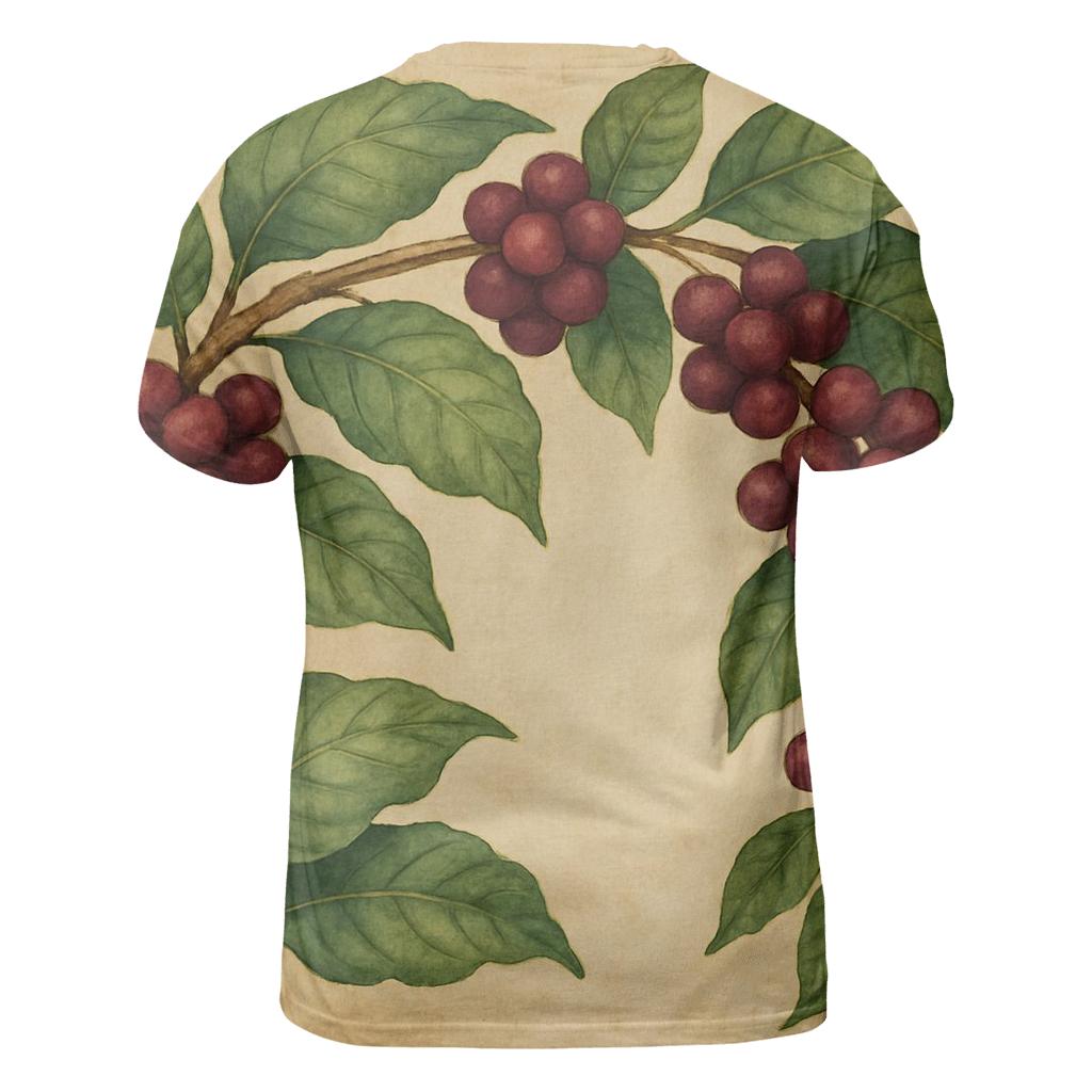 Coffee Cherry Canopy vibrant all-over design tees