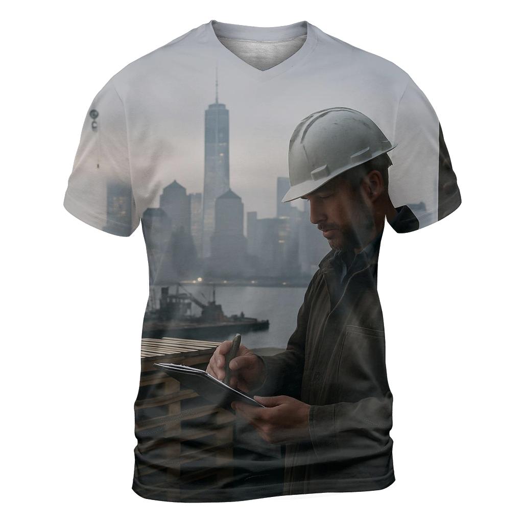 Brooklyn Navy Yard Dawn With Working Waterfront Skyline trendy printed shirt styles