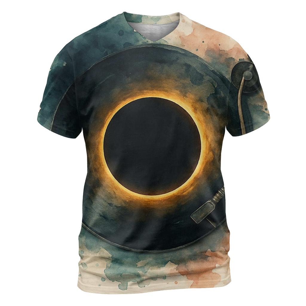 Turntable Eclipse Bloom artistic all-over print tops