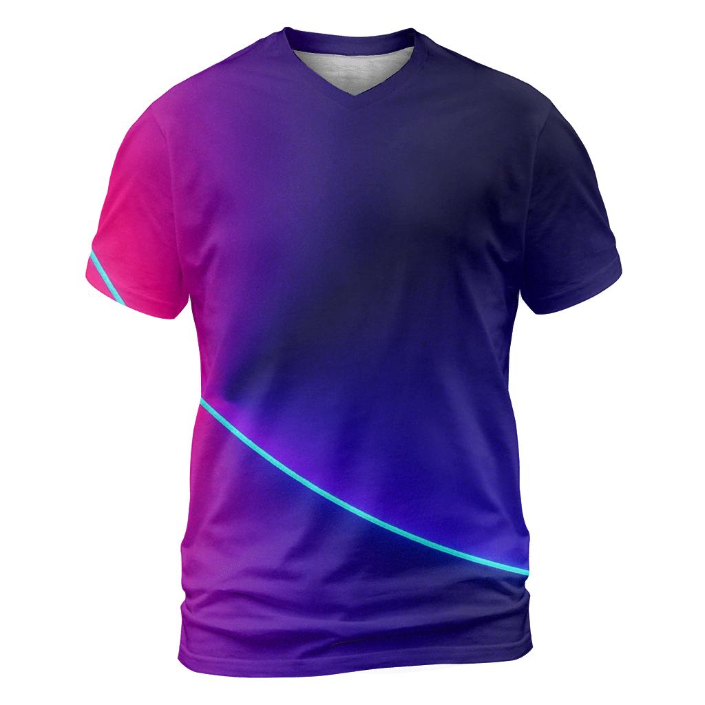 Neon Orbit Split artistic all-over print tops